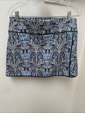 Tommy Bahama Light Blue and Navy Botanical Mini Skirt
